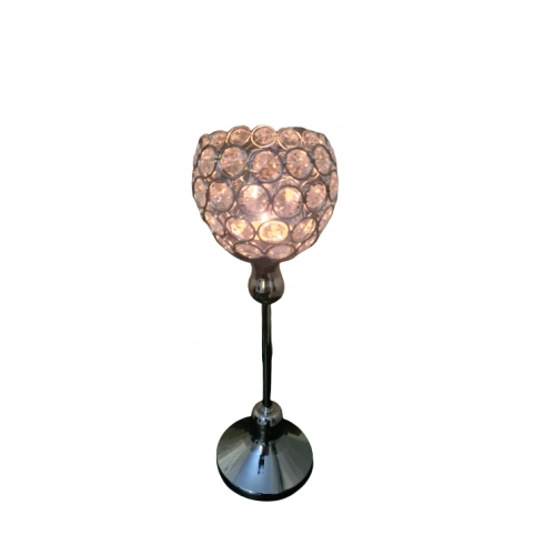Świecznik srebrny z cyrkoniami na nóżce glamour dekoracja domu Home decor