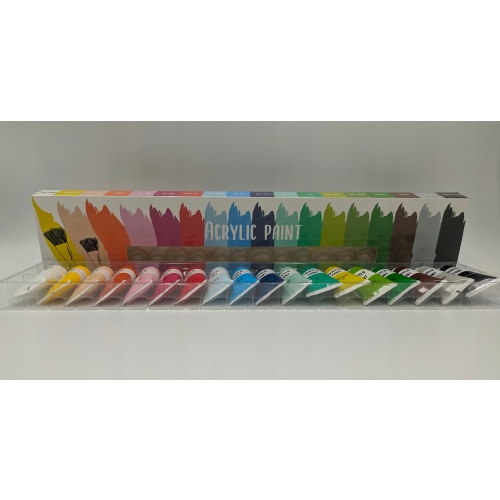 FARBY AKRYLOWE Zestaw 18 KOLORÓW X 21ml FARBA AKRYLOWA Akcesoria Plastyczne